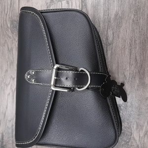 Black leather motorcycle bag